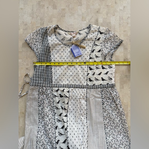 APRIL CORNELL Dress M Filagree Patchwork Dress Midi Bird Floral Cottagecore NWT - Picture 9 of 11